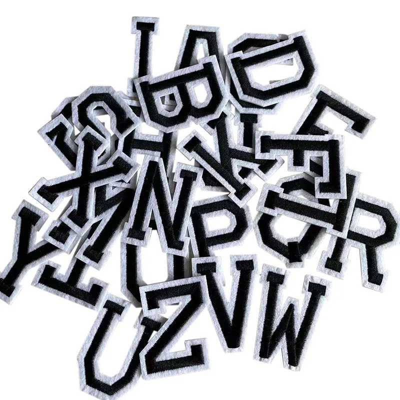 1 Stück/10 Stück A~Z Schwarze Alphabetbuchstaben mit weißem Rand – Detail 2