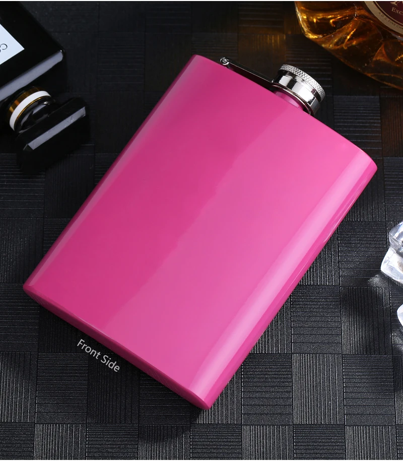8 Unzen Rose rot tragbare Outdoor-Metall Ms. Stil Edelstahl Flach mann benutzer definierte Logo Geschenk für Frau Mode Wein Alkohol Flagon – Detail 7