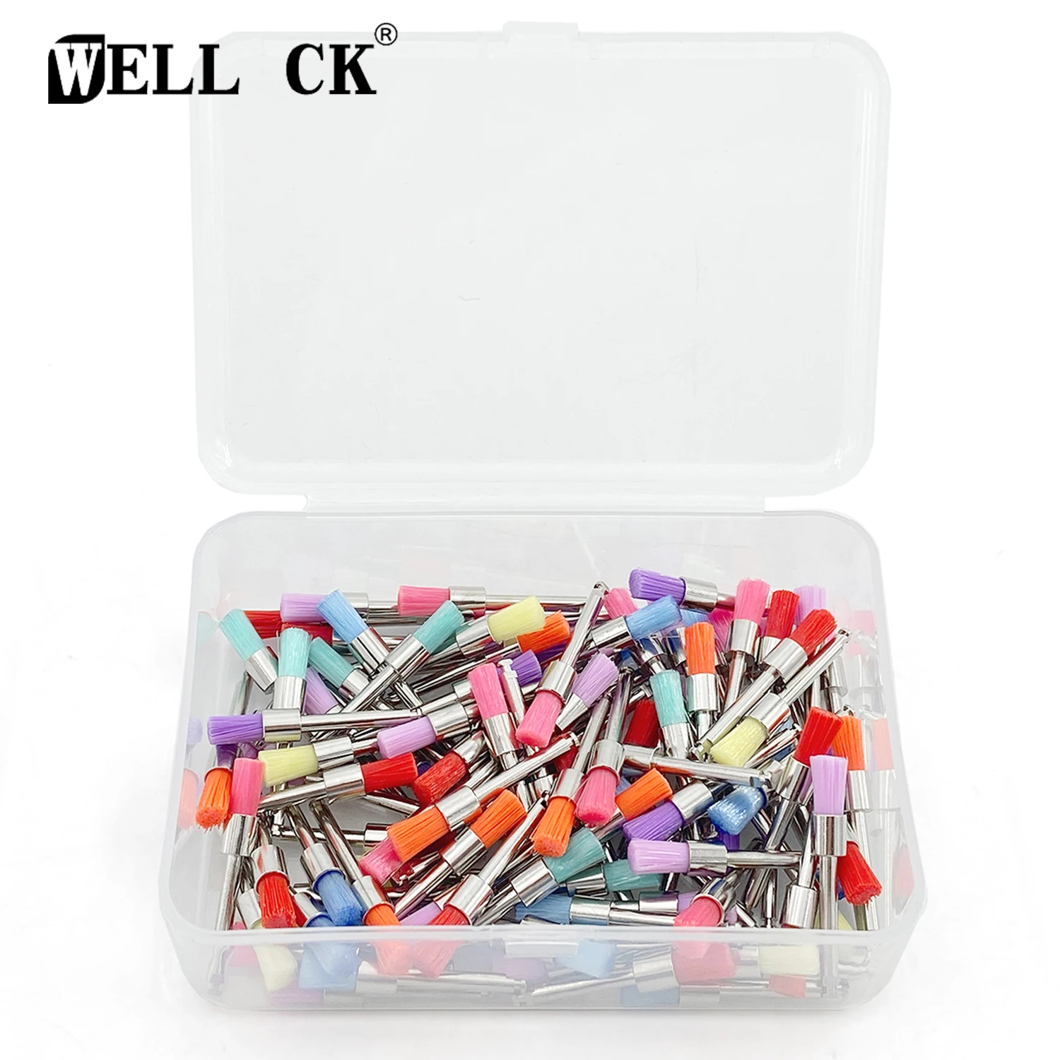 

100pcs/Box WELLCK Dental Prophy Brushes Polishing Polisher Disposable Latch type Mixed color Used for stain removal and polish