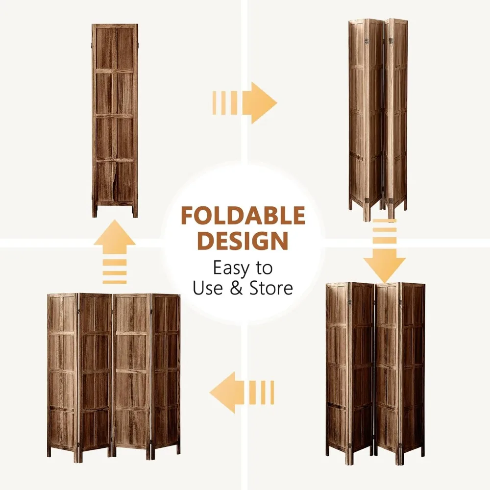 4 Panel Rooms Divider Wall, 5.6 FT Tall Folding Privacy Screen,Partition Divider Room for Room Separation,Rooms Partition Separa 6