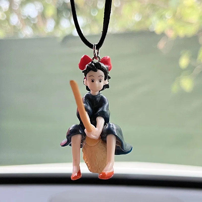 

Girl Holding a Broom Car Supplies Cute Rearview Mirror Pendant Car Interior Pendant Pendant Anime Car Accessories