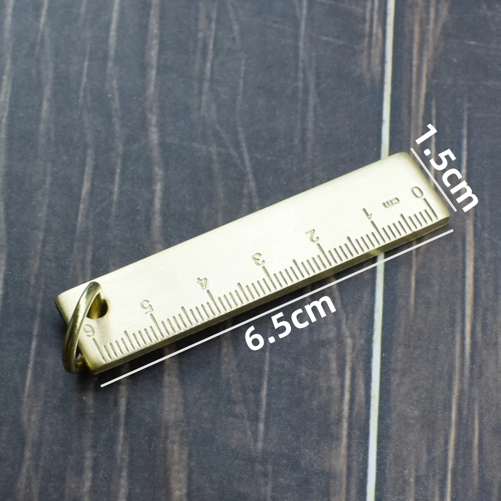 Mini Portable Golden Brass Ruler With Hang Vintage Metal Measure Tools Small Stationery Accessories 6cm Scale Straightedge Gift straight ruler,metal ruler