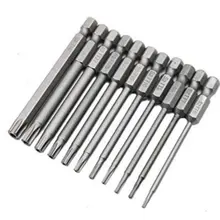 

11pcs 1/4 Inch Hex Shank T6-T40 4 Inch Length S2 Steel Hex Torx Security Head Drill Screwdriver Set Bits