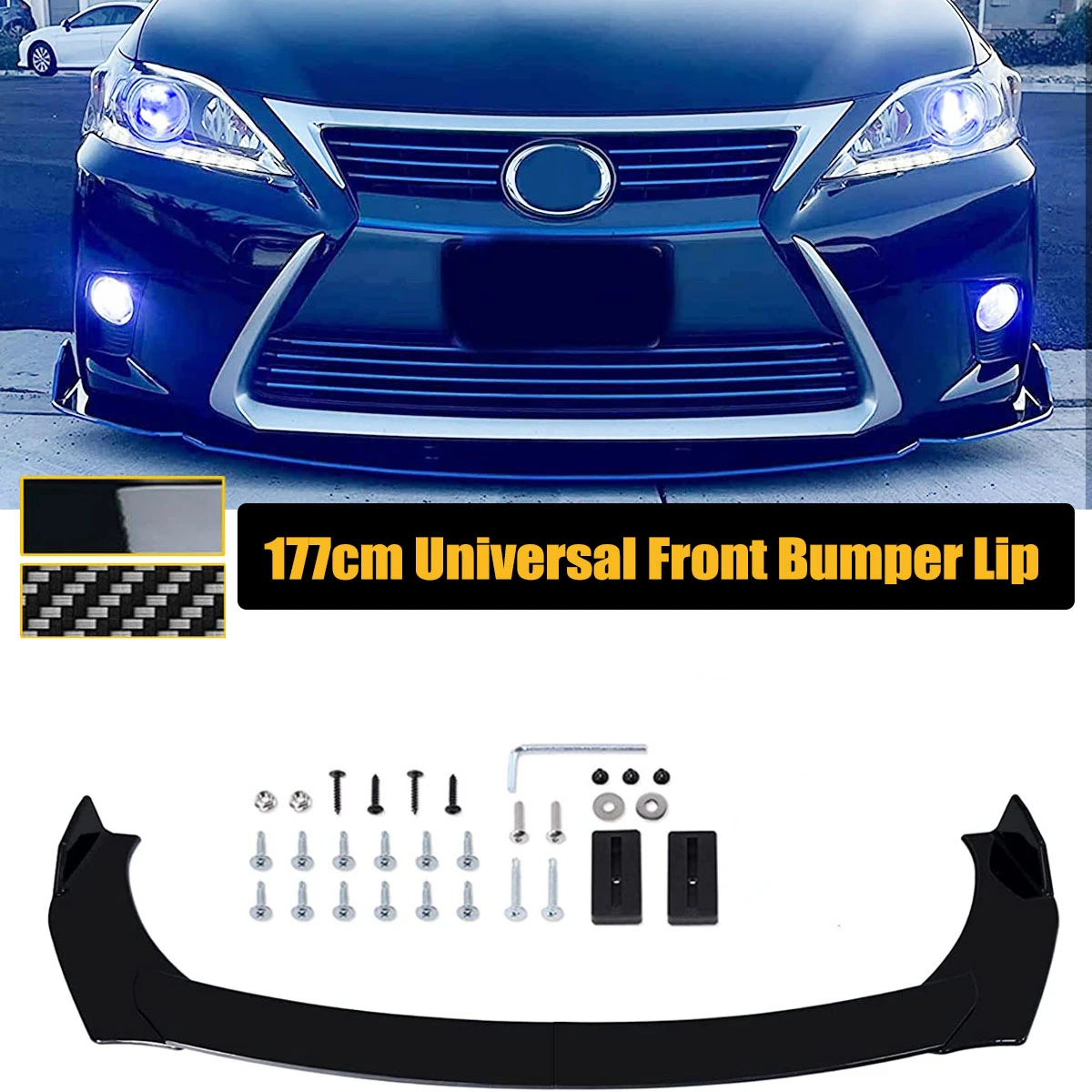 

Universal Front Bumper Lip Spoiler For Lexus CT200H 2014-2017 IS RC GS Series Side Splitter Body Kit Guard Car Accessories 177cm