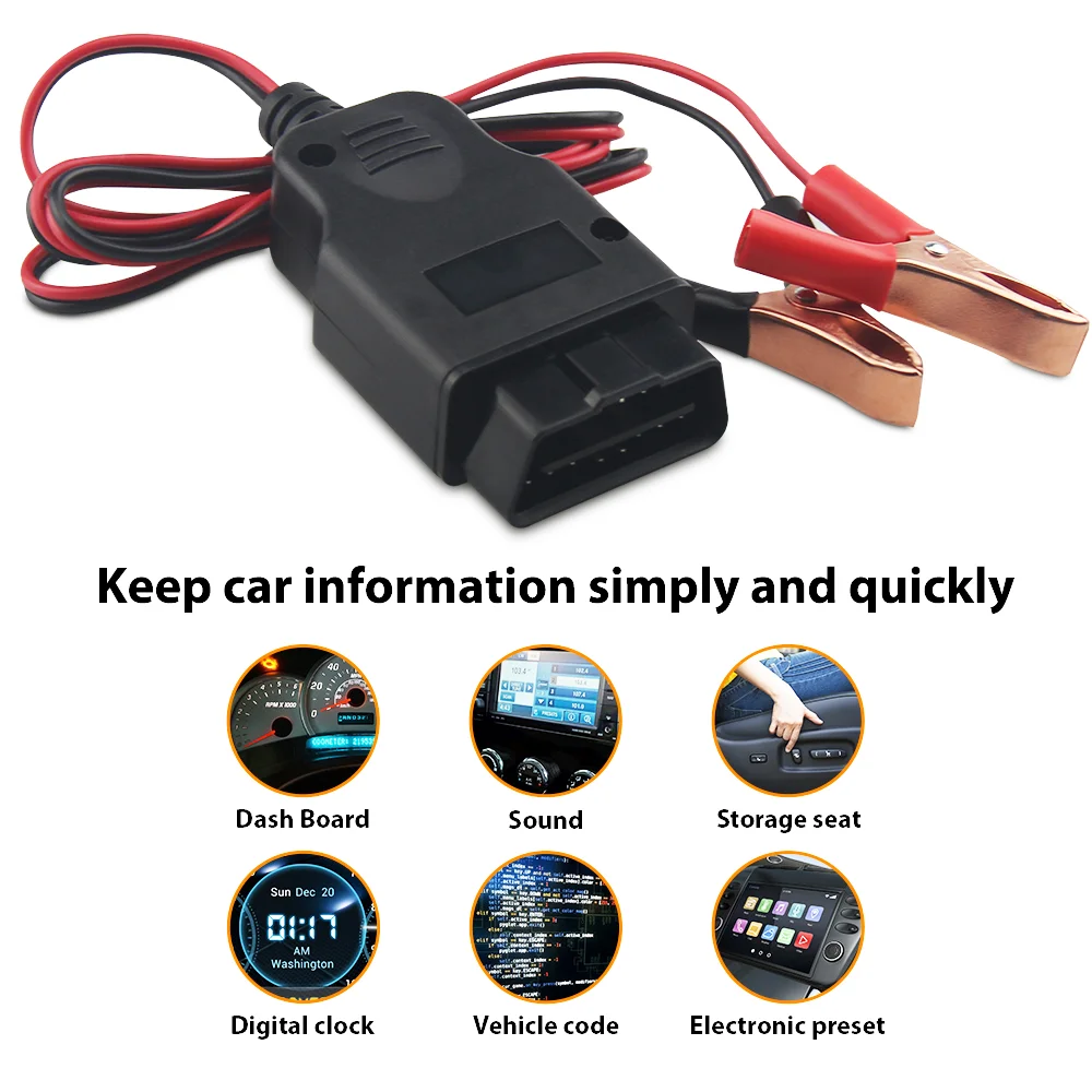 자동차 비상 전기 플러그, 자동차 OBD2 진단 도구, 배터리 세이버 메모리, 자동 ECU 커넥터, 자동차 연료 저장 장치