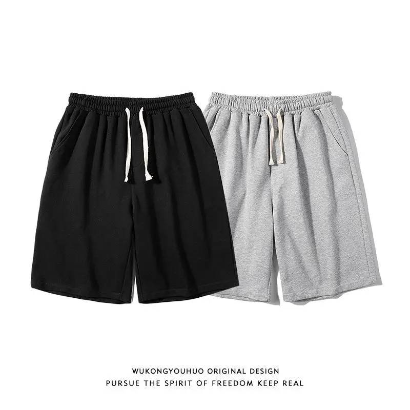 Men's Light Gray Loose Sport Shorts Summer American Street Basketball Casual Five-Pocket Trousers - Image 3