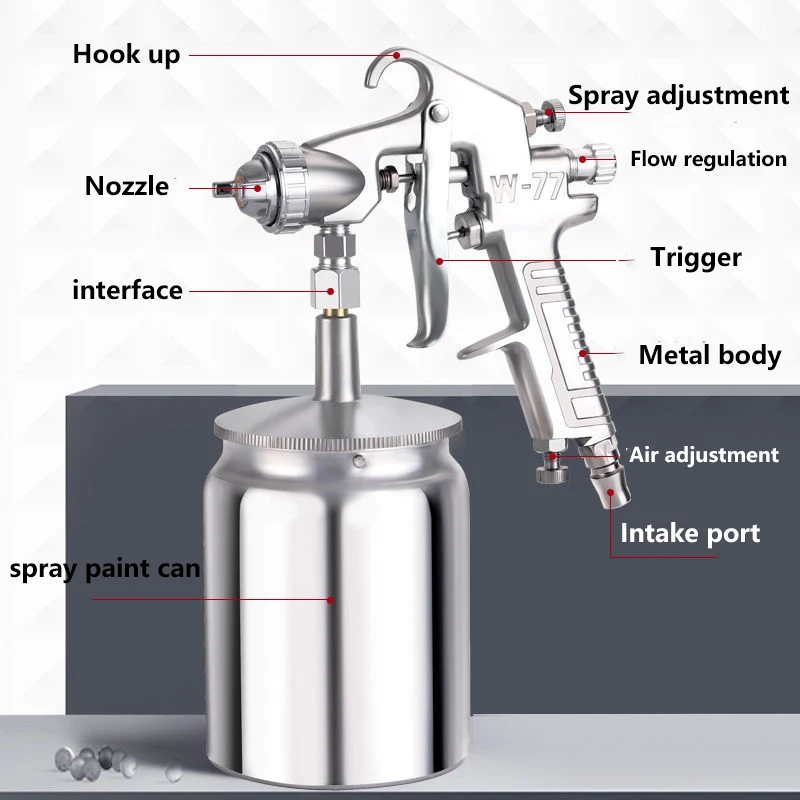 1000ML Pneumatic Spray Gun 2.0/2.5/3.0mm Caliber Nozzle Car / Furniture Spraying Tool for Car DIY Craft Projects / Paint Sprayer 3