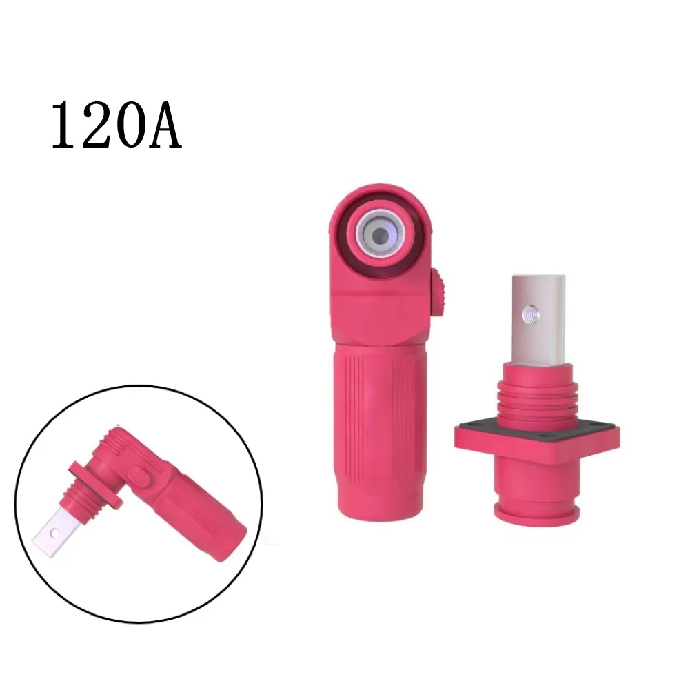 

New Energy Storage Connector 200A 120A DC 1000V Quick Plug Socket Red Copper Right Angle Plug Single Core Elbow Power Connector