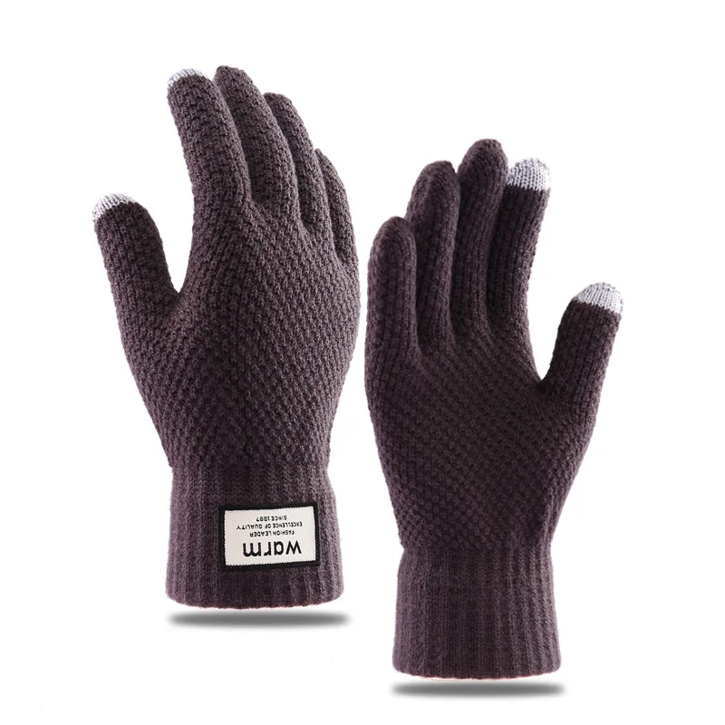 Winter Men Knitted Gloves Touch Screen Thicken Wool Cashmere Solid Business Gloves Autumn Warm Gloves Male Gloves