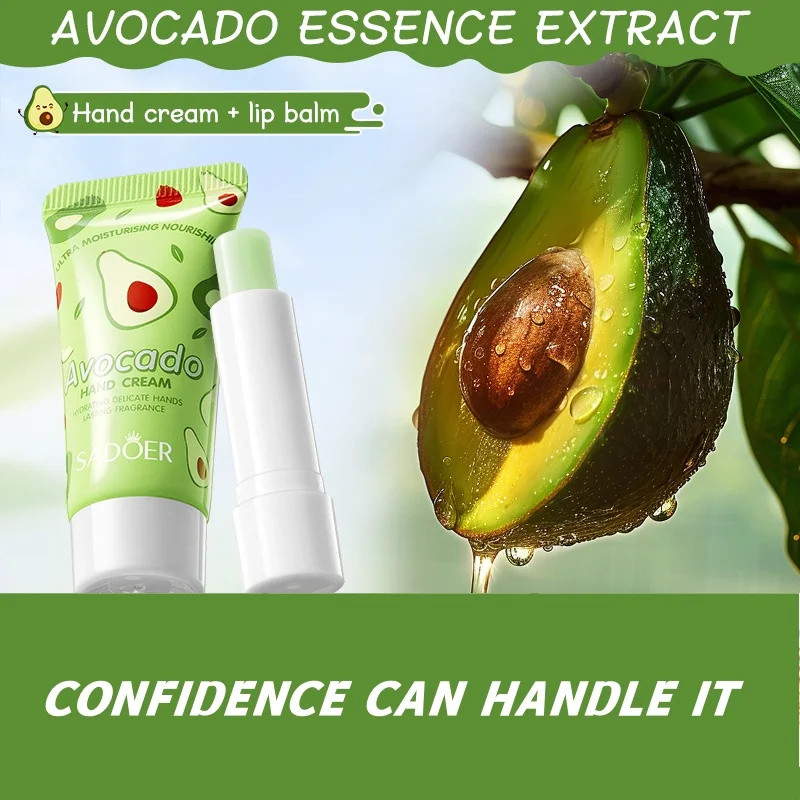 Avocado Nourishing Skincare Duo: Hand Cream & Lip Balm Gift Set for Ultimate Moisturization