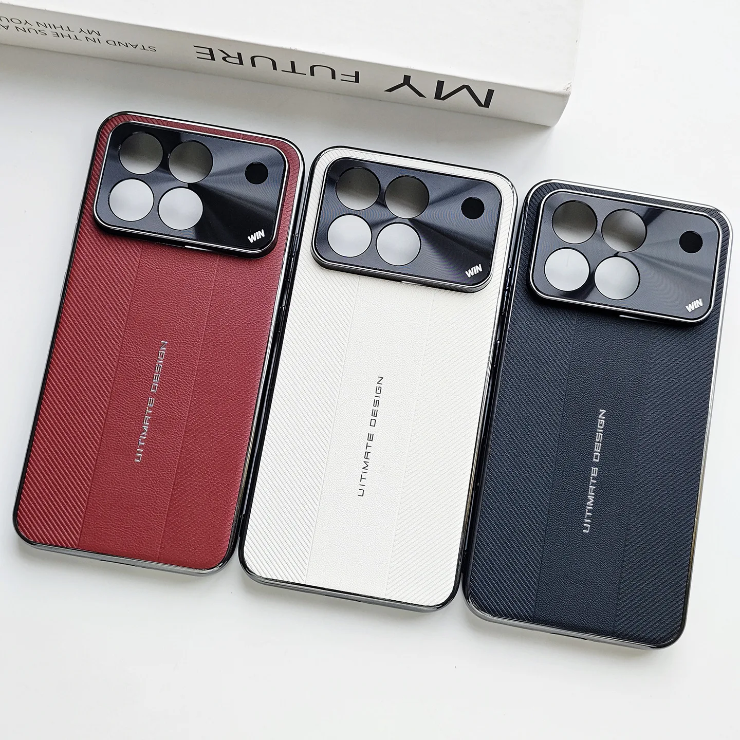 Luxury Leather Electroplated Lens Film Protection Case - Supercar Style Shockproof Cover