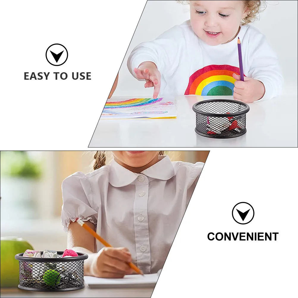 4Pcs 메쉬 종이 클립 홀더 학교 사무실 책상 보관을위한 신뢰할 수있는 주최자 작은 부품 컨테이너 종이 클립 메쉬 홀더