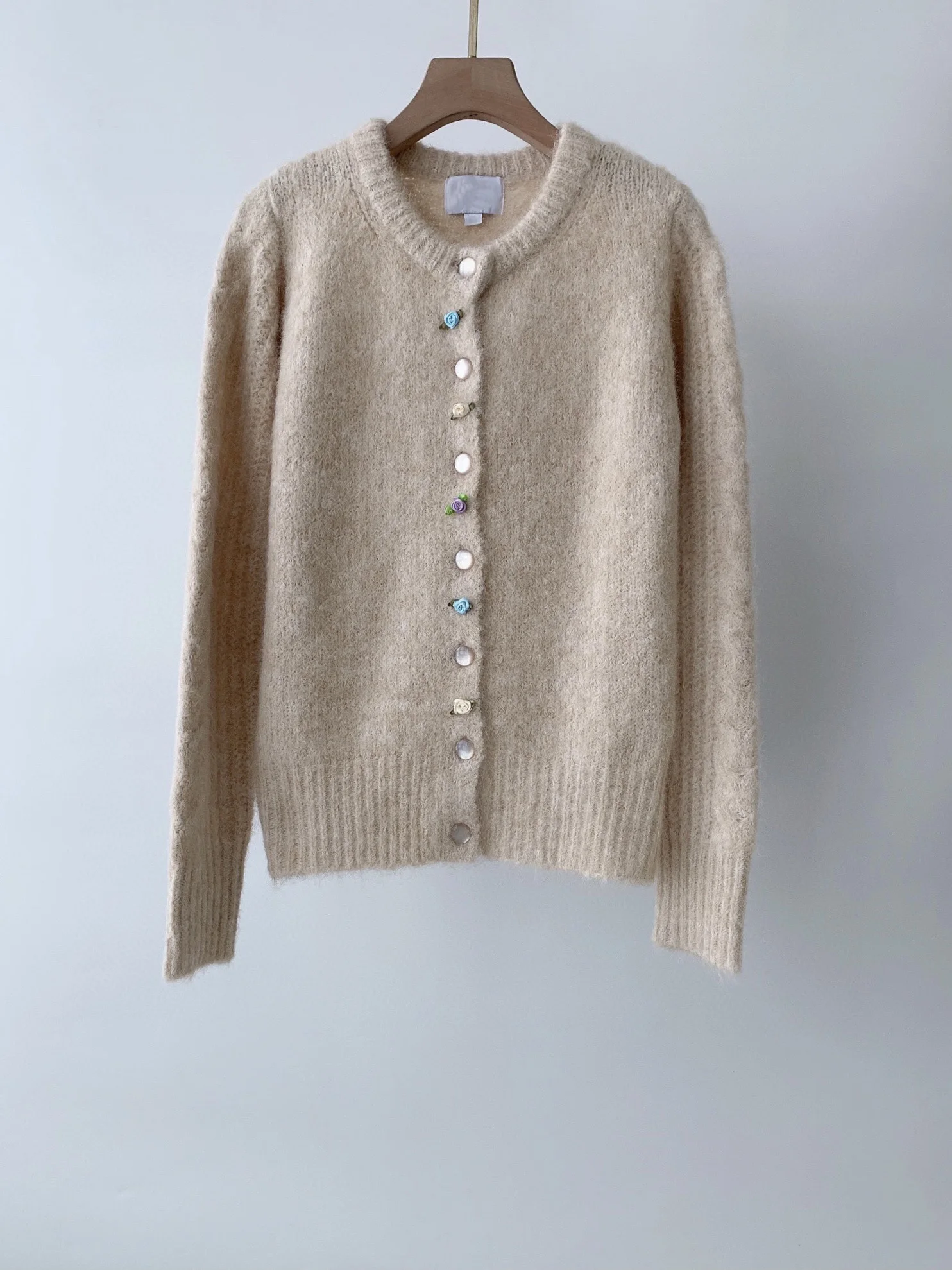 

2023 Women's Clothing Crocheted mohair knitted cardigan Autumn Winter New