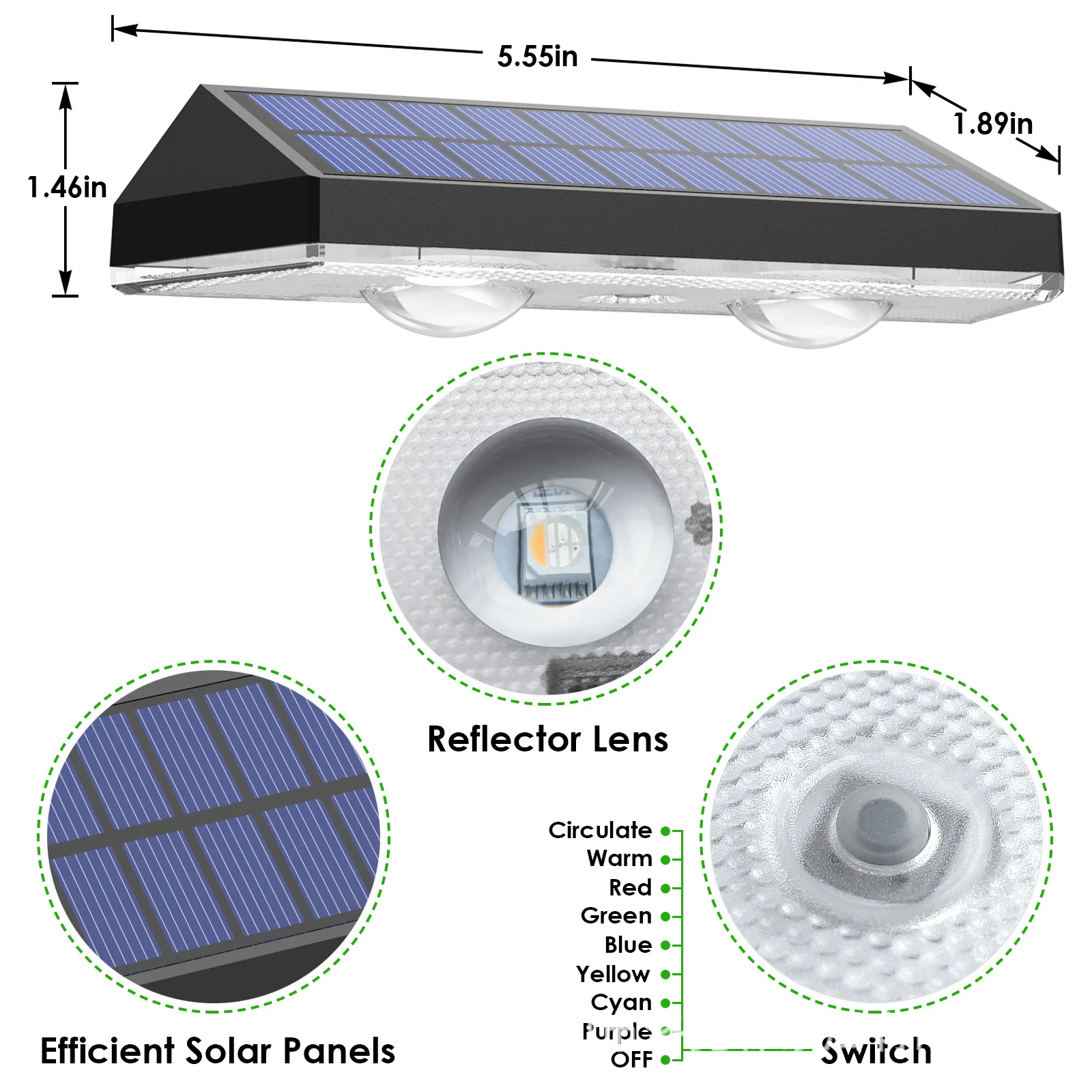 Solar outdoor garden light, outdoor waterproof wall washer, home house fence wall light, landscape decorative spotlight