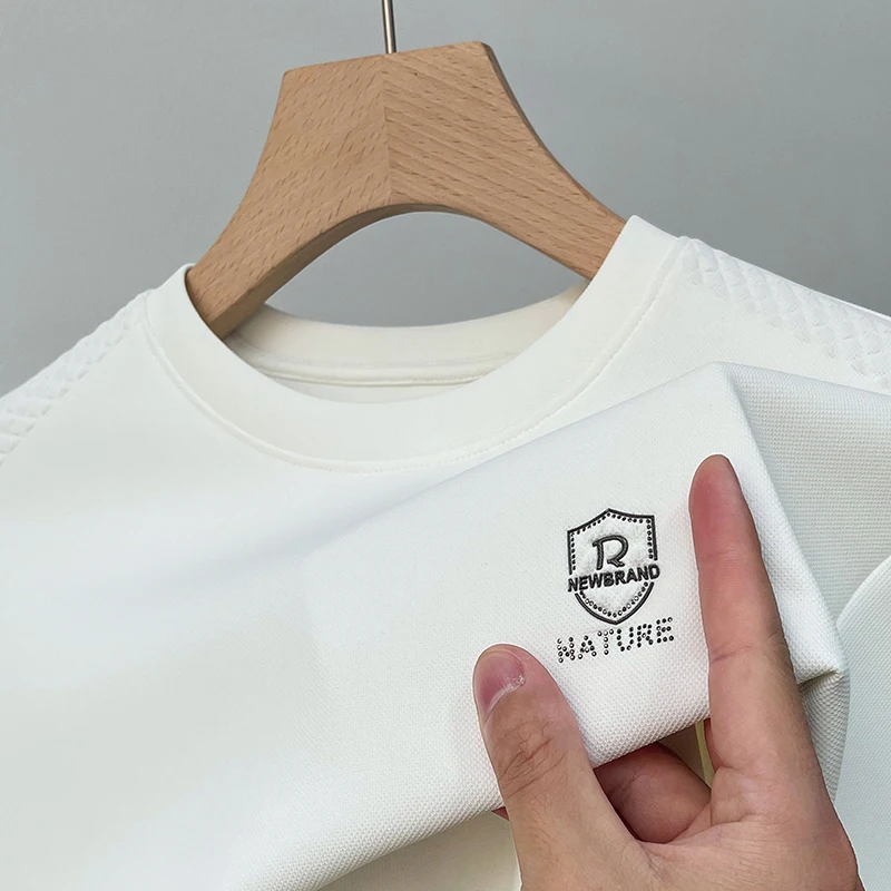 

Роскошная осенняя одежда деловая Повседневная дизайнерская однотонная мужская футболка с длинным рукавом и круглым вырезом