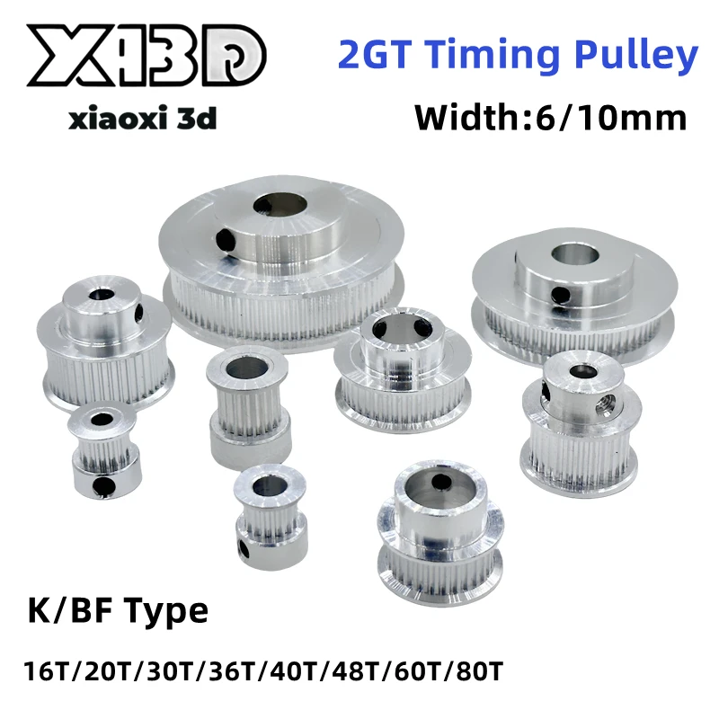 2GT Synchronous Wheel 2M 16T 20T 30T 36T 40T 48T 60T 80 Toothed Belt Width 6/10mm Aperture 5/6/8/10mm 3D Printer GT2 Belt Pulley 3d printer accessories,timing belt pulley,fixed pulley,timing pulley,belt pulley