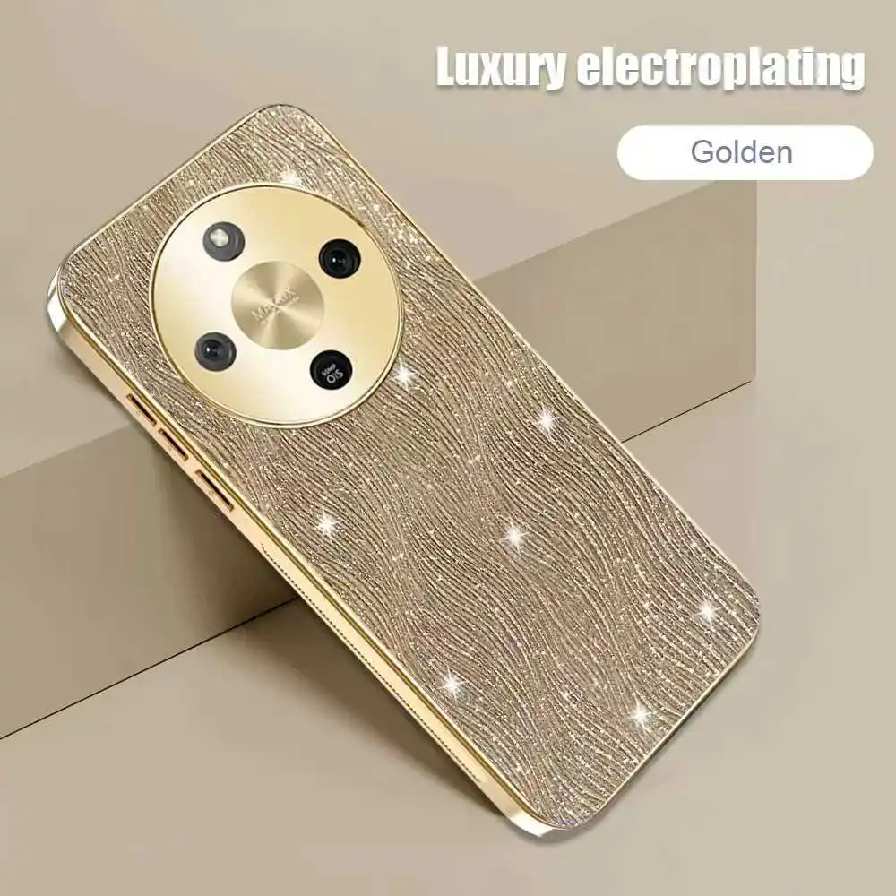 Glitter Electroplating Ripple Pattern Anti-Fall Case with Skin Feel Finish