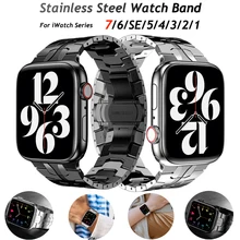 

Stainless Steel Strap For Apple watch band Series SE/6/5/4/3/2 Iron Man strap 38mm 42mm For iWatch 7 41 45mm Business Bracelet