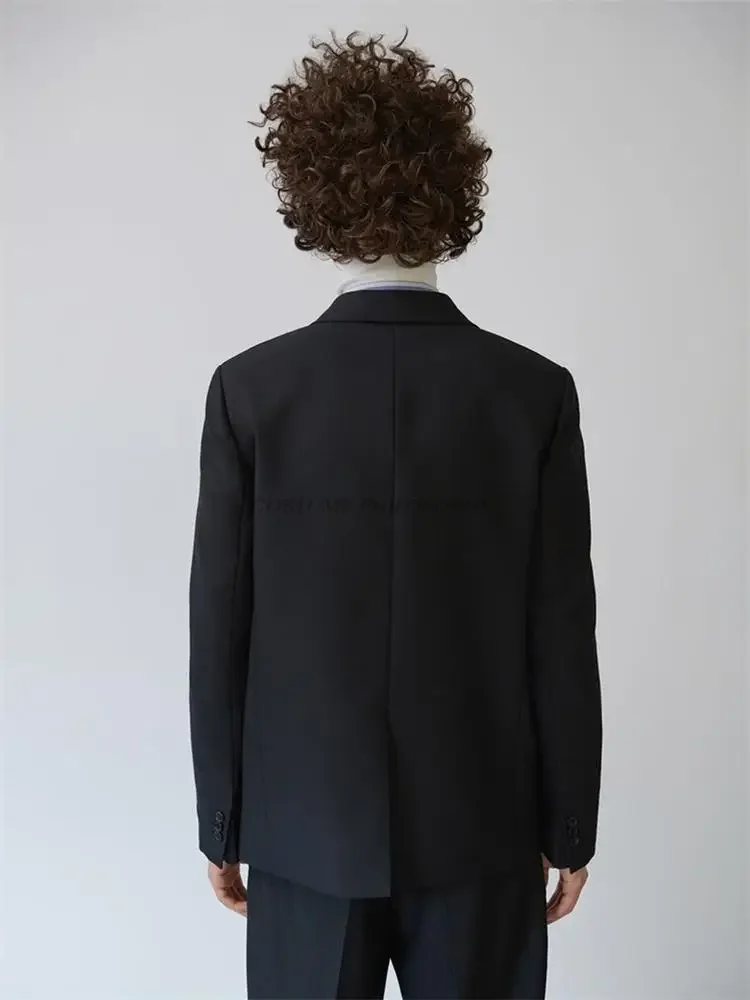 Hot Spring R Men's New Fashion Personalized Large Size Customizatio Double-breasted Simple Black Classic Suit