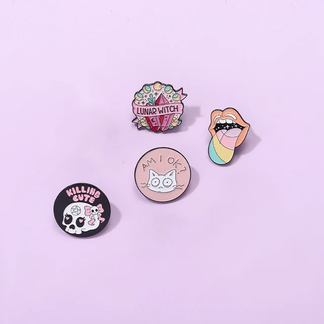 Pink Punk Enamel Pins Brooches Lapel Badges  5