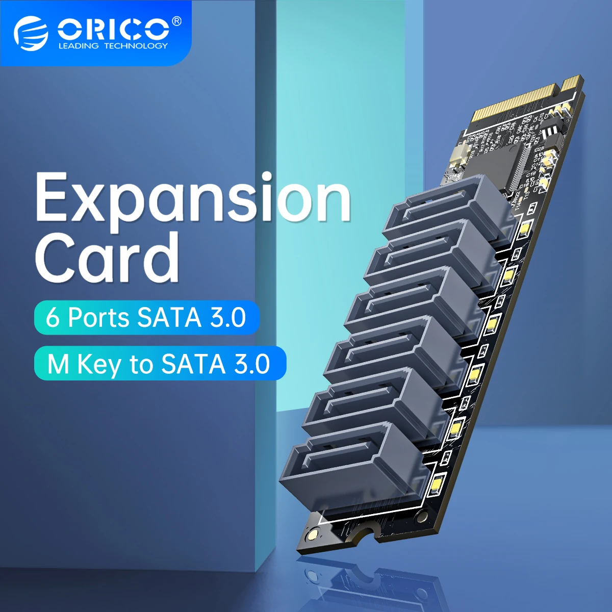 Orico pcie gen3 m 2 m key to 6 ports sata 3 0 adapter card nvme to sata