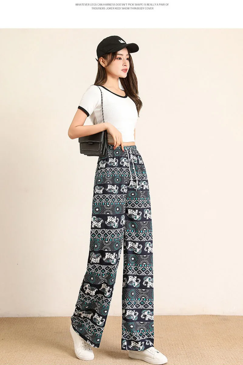 New Luxury Women's Elephant Wide Leg Pants Spring Autumn High Waisted Soft Loose Straight Trousers
