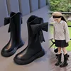 New Winter Girls Princess Cotton Boots Elegant Bowknot Children Causal Boots Fashion Black Versatile Kids Simple Mid-calf Boots 5