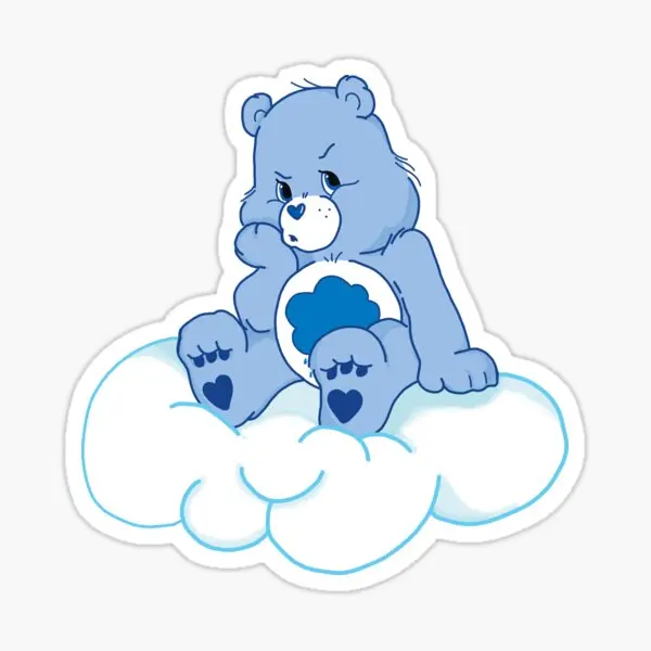 Sitting Grumpy Bear Stickers Decor Anime Laptop Stickers Cartoon Print Cute Home Car Funny Window Room Art 5PCS