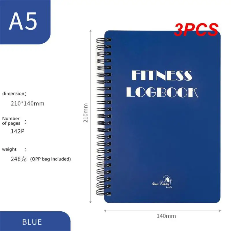 

3PCS Log Book Well-designed Notebook B034 Exercise Schedule Book Fitness Log Book Journal New Fitness Book 71 Pages Notepad