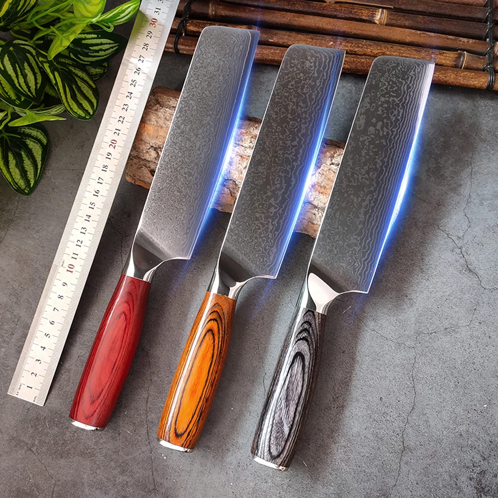 

High Carbon Chinese VG10 67 Layer Damascus Kitchen Utility Cleaver Chef Knife Comfotable Wood Handle Butcher Knife for Cutting