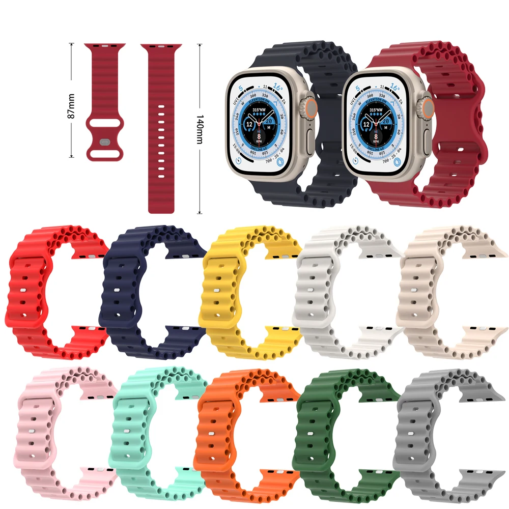 

Silicone Strap For Apple Watch 8 ultra Band 49mm45mm41mm44mm40mm38mm42mm Rubber Bracelet Correa iWatch Series Ultra 7 6 SE 5 4 3
