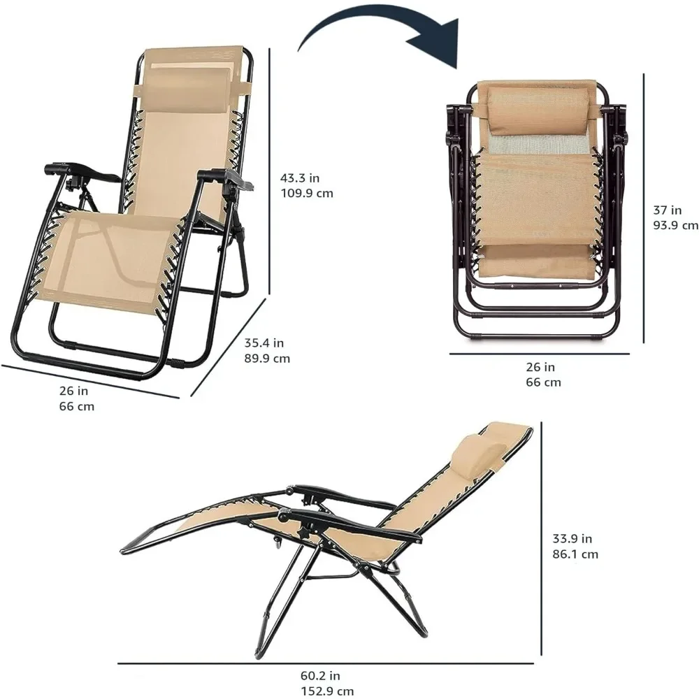 Set of 2 Massage Chair Folding Foldable Dog Bed Relaxing Sofa for 1 Person Beige Portable Folding Chairs Beach Visors Arm Rest