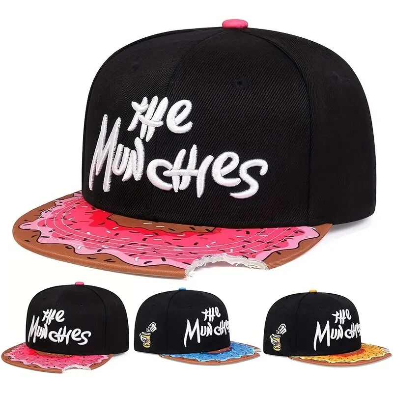 Men's Notched Doughnut Flat Top Baseball Hat Women's Hip Hop Embroidered Flat Brim