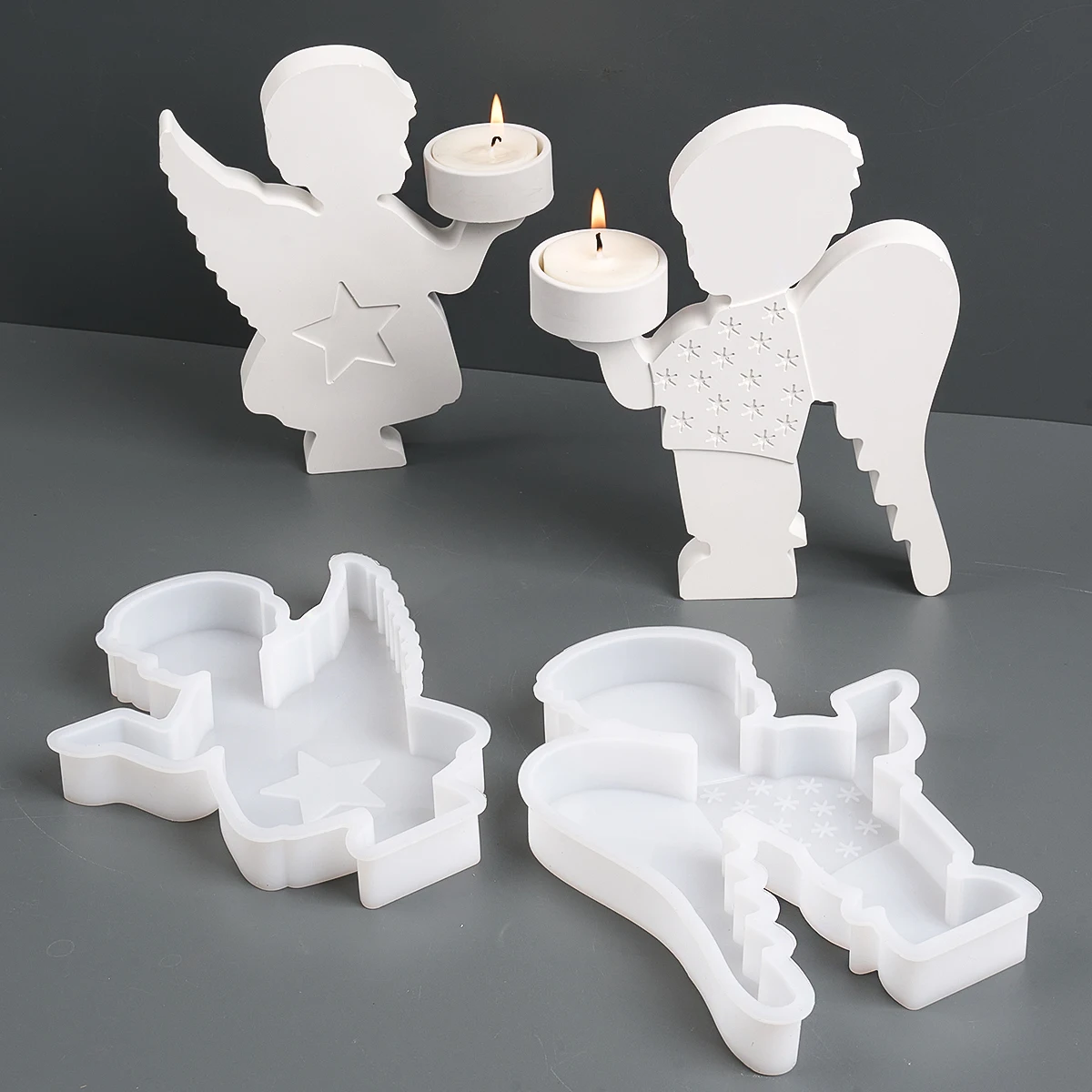زوج من حامل شموع الملاك قوالب السيليكون DIY اليدوي...