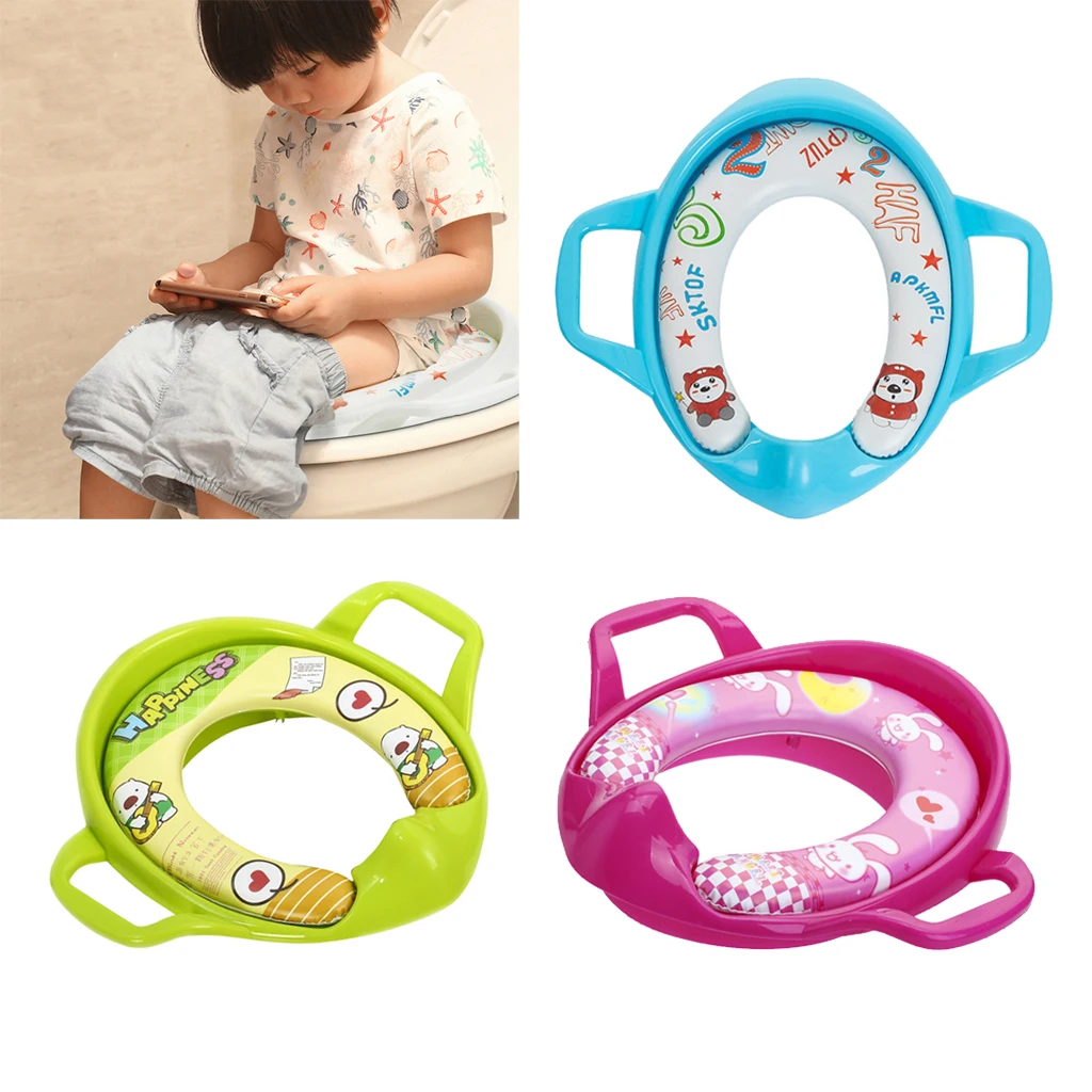Potty Training Seat with Soft Cushion Kids Toilet Adapter Portable Children Toilet Chair for Home and Travel