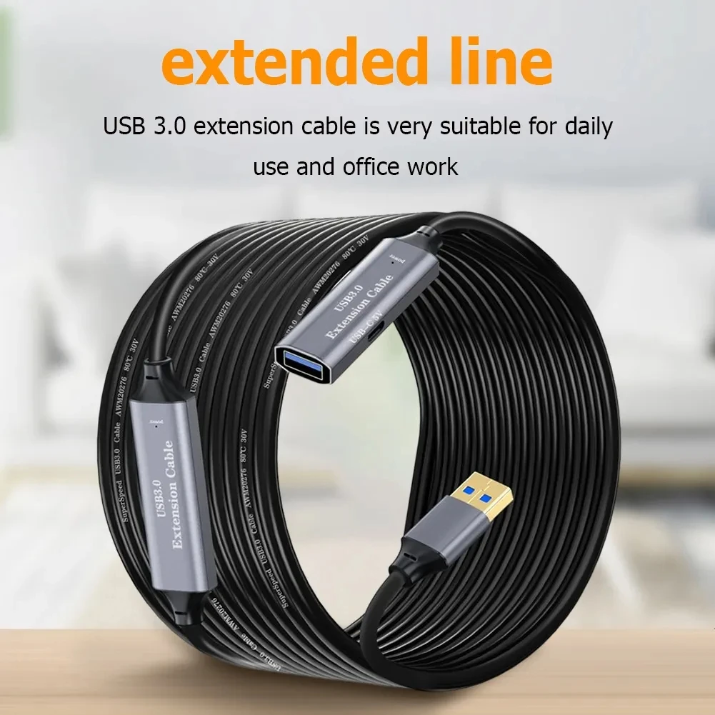 USB 3.0 액티브 연장 코드, A 타입 수 to A 타입 암 USB 리피터, 신호 인핸서, 오큘러스 리프트, 퀘스트 링크 등에 적합