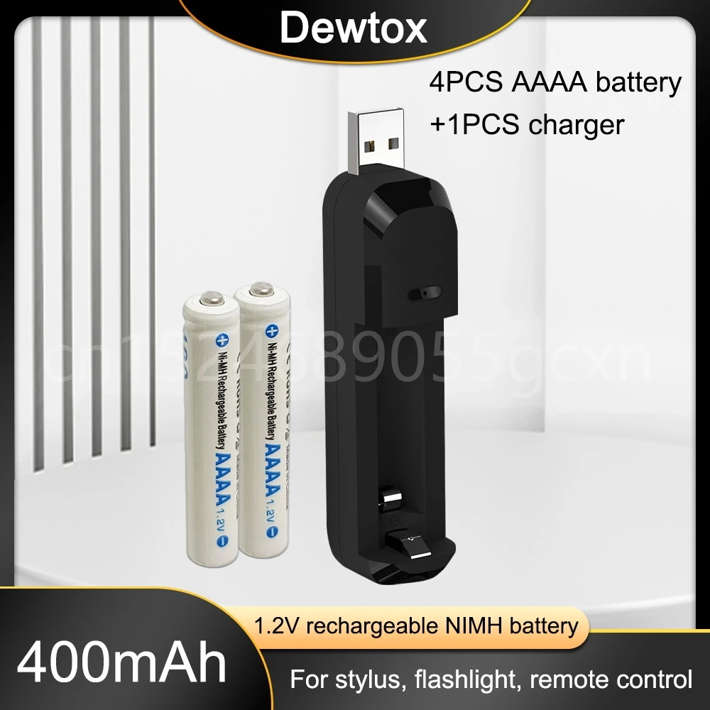 Batteria Aaaa Ricaricabile Ni-Mh Da 1.2V 400Mah Con Caricabatterie Usb Aaaa Per Penna Di Superficie, Sveglie, Torce Elettriche, Altoparlante Bluetooth