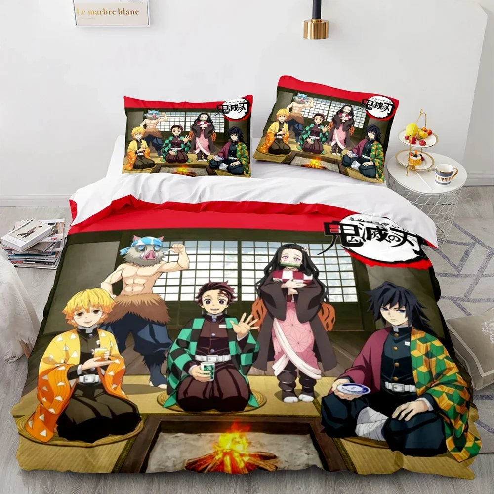 

2024 Demon Slayer 3d Bedding Set Anime Duvet Cover Pillowcases Single Twin Full Queen King Size Kids Girls Boys Gift Home Decor