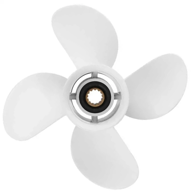 Aramox 4-Blade Marine Outboard Propeller 10 3/8x13in RH - Fits Yamaha, Honda & More (30-60hp)