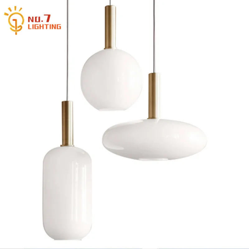 

Minimalist Simple Milk White Glass Pendant Lights Modern E27 Led Room Lights for Home Restaurant Bedroom Bedside Dining Room Bar