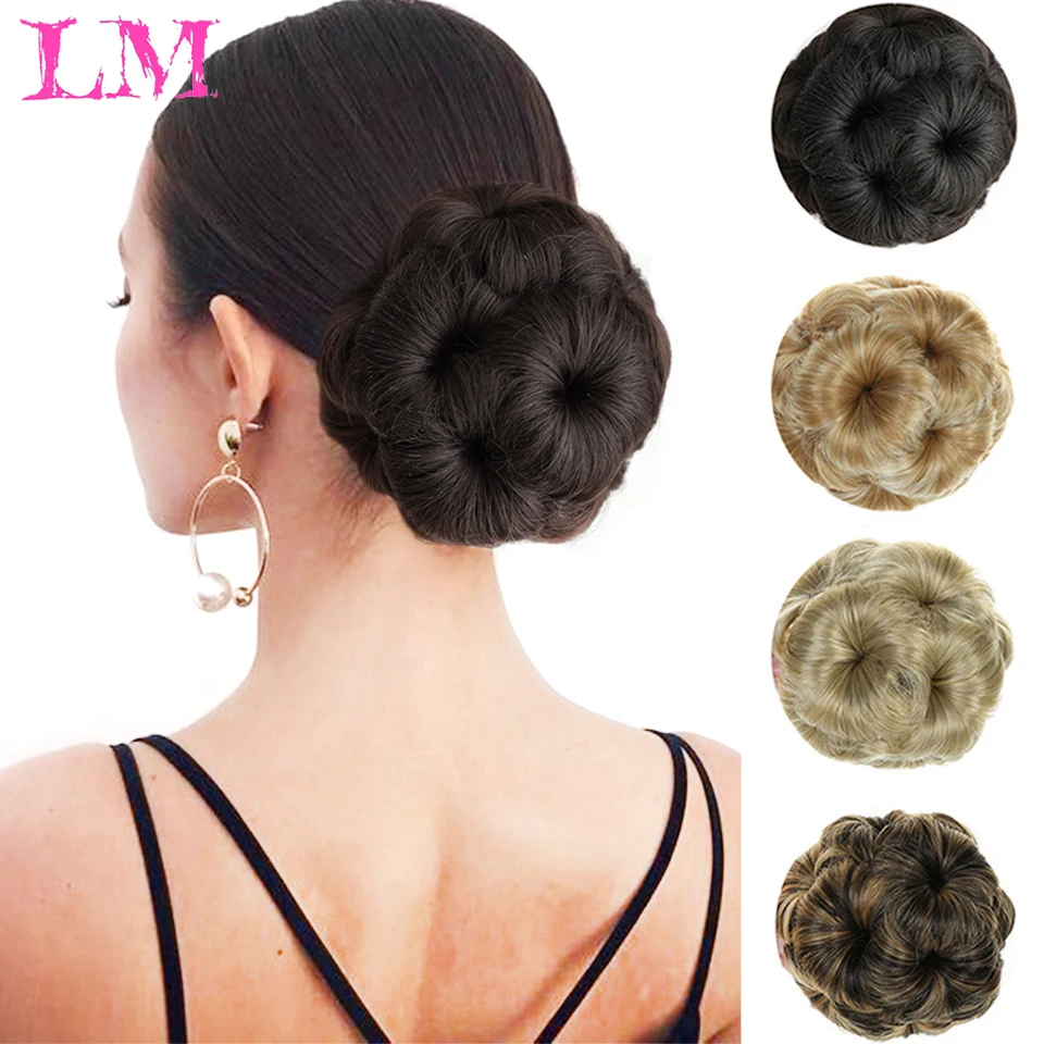 

LiangMo Synthetic High Temperature Fiber Chignon Nine flowers Hair Women Curly Chignon Hair Bun Donut Clip In Hairpiece