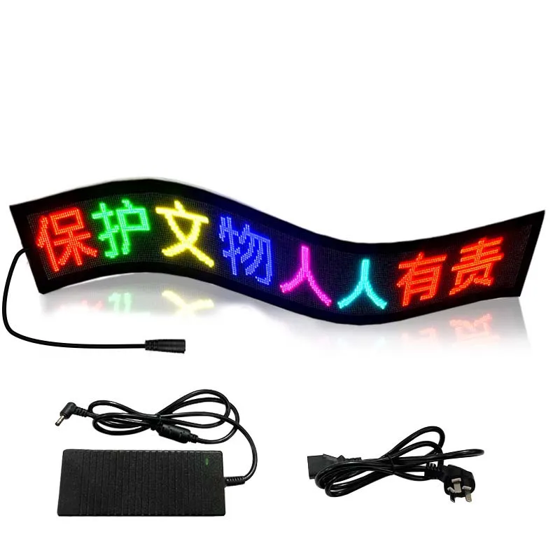 Car LED Display Sign LED Soft Screen RGB Foldable Bluetooth APP Programmable Message Board for Car Rear Window Advertising Light