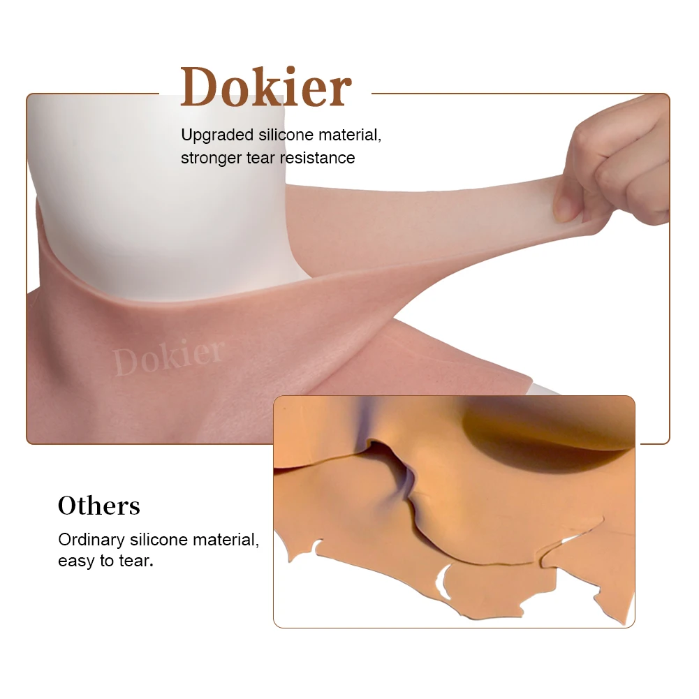 Fake Breast Forms Dokier H R S Cup Oversize plus Realistic Silicone Breast Forms Fake Boobs Breast Plates[Round neck silicone filled boobs