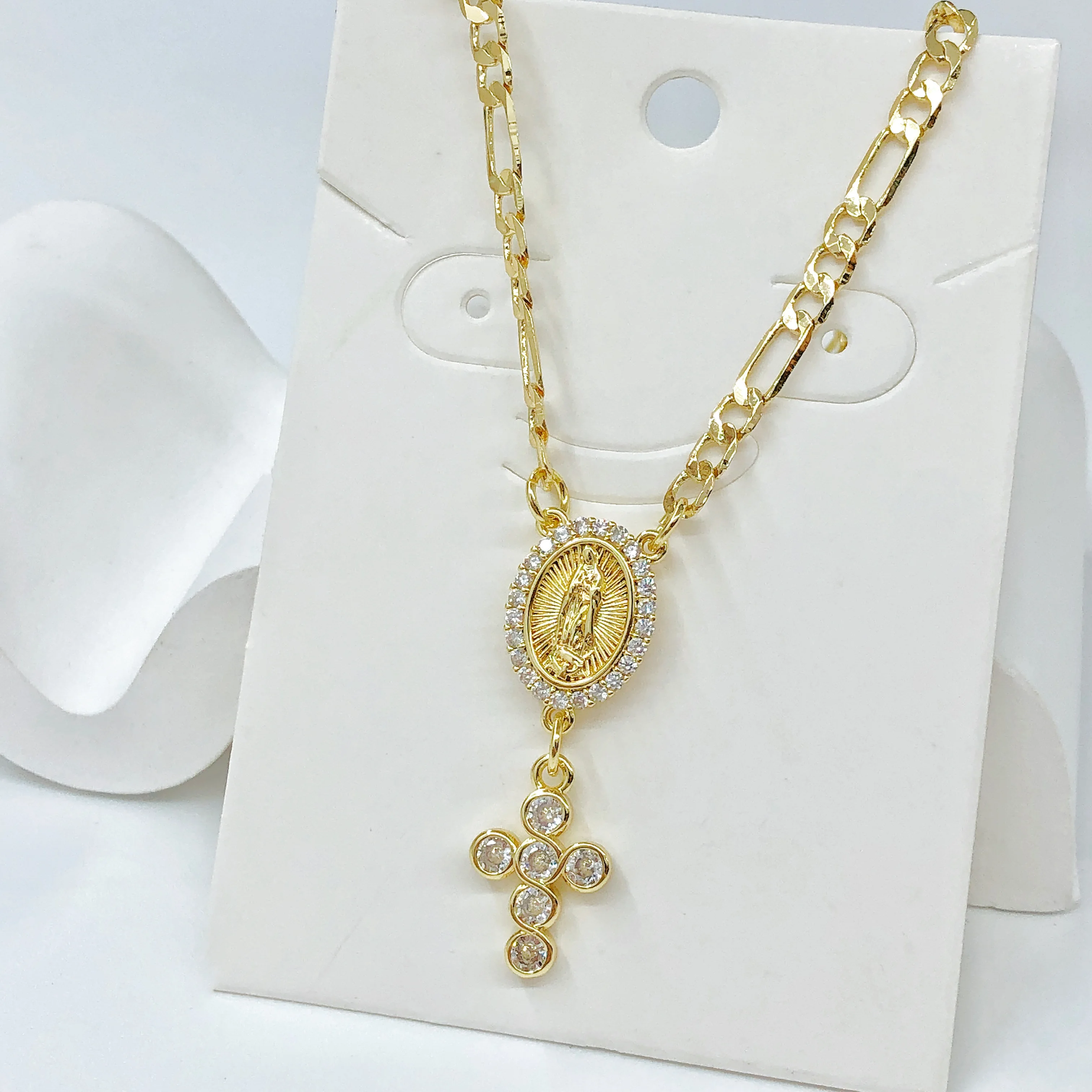 Gold-Plated Virgin Mary Cross Necklace – Religious Jewelry Gift 3
