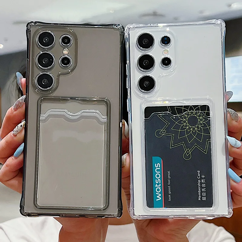 Transparent Silicone Card Holder Phone Case with Soft Wallet Back Cover