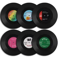 Cup Coaster Set 6 Pcs Cup Mat Vinyl Record Coasters Non-slip Coffee Coasters Heat-resistant Music Drink Coasters Table Mats Cups 2