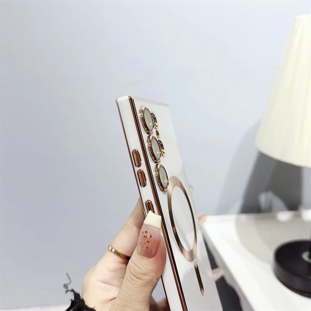 Luxury Magnetic Silicone Case with 6D Plating and Wireless Charging Compatibility