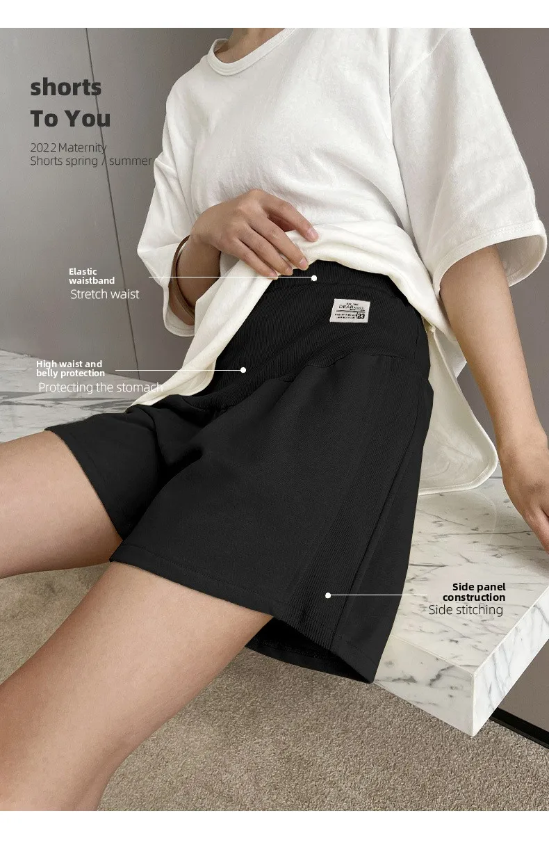 Neue koreanische Umstands-3/4-Shorts für den Frühling: locker, Übergröße, verstellbare Bauchstütze, perfekt für Oberbekleidung, bequem für alle Trimesters! – Detail 4