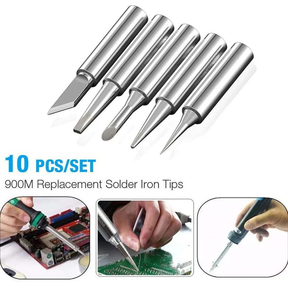 10pcs/set Durable Soldering Iron Tips I+B+K+2.4D+3C 900M-T Soldering Iron Pure Copper Lead-Free Equipment  Power Tools Parts stick welding stinger