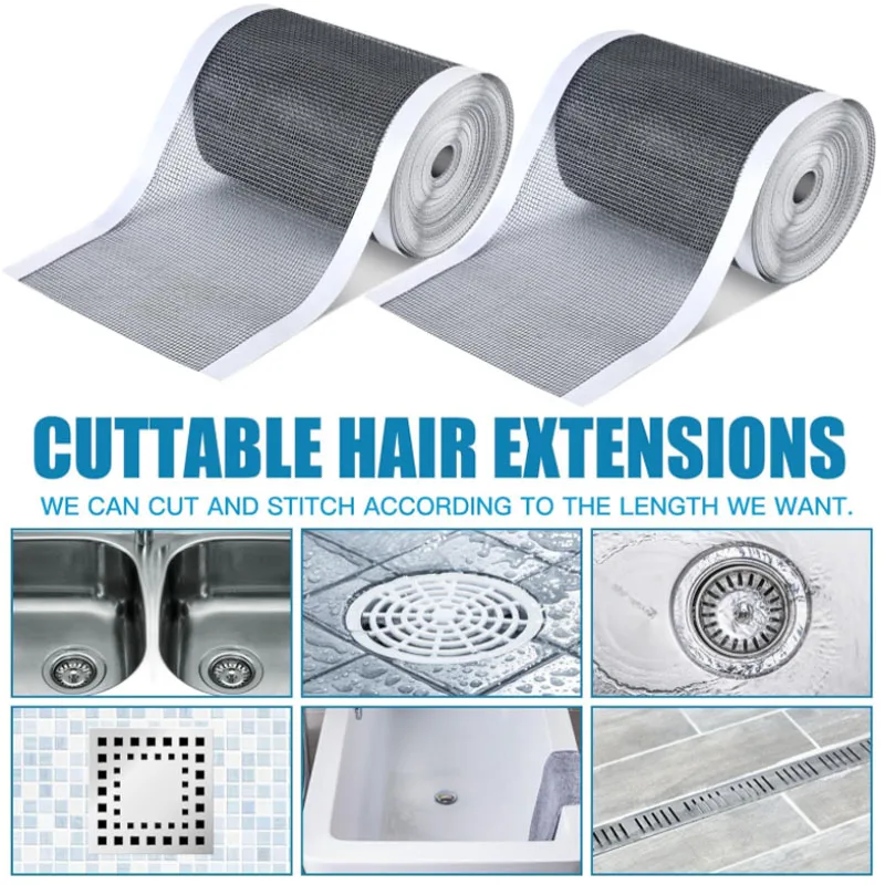 1-3Rolls Cutable Shower Drain Hair Catcher Self-Adhesive Floor Drain Stickers Disposable Mesh Sink Strainer Filter for Bathroom 3